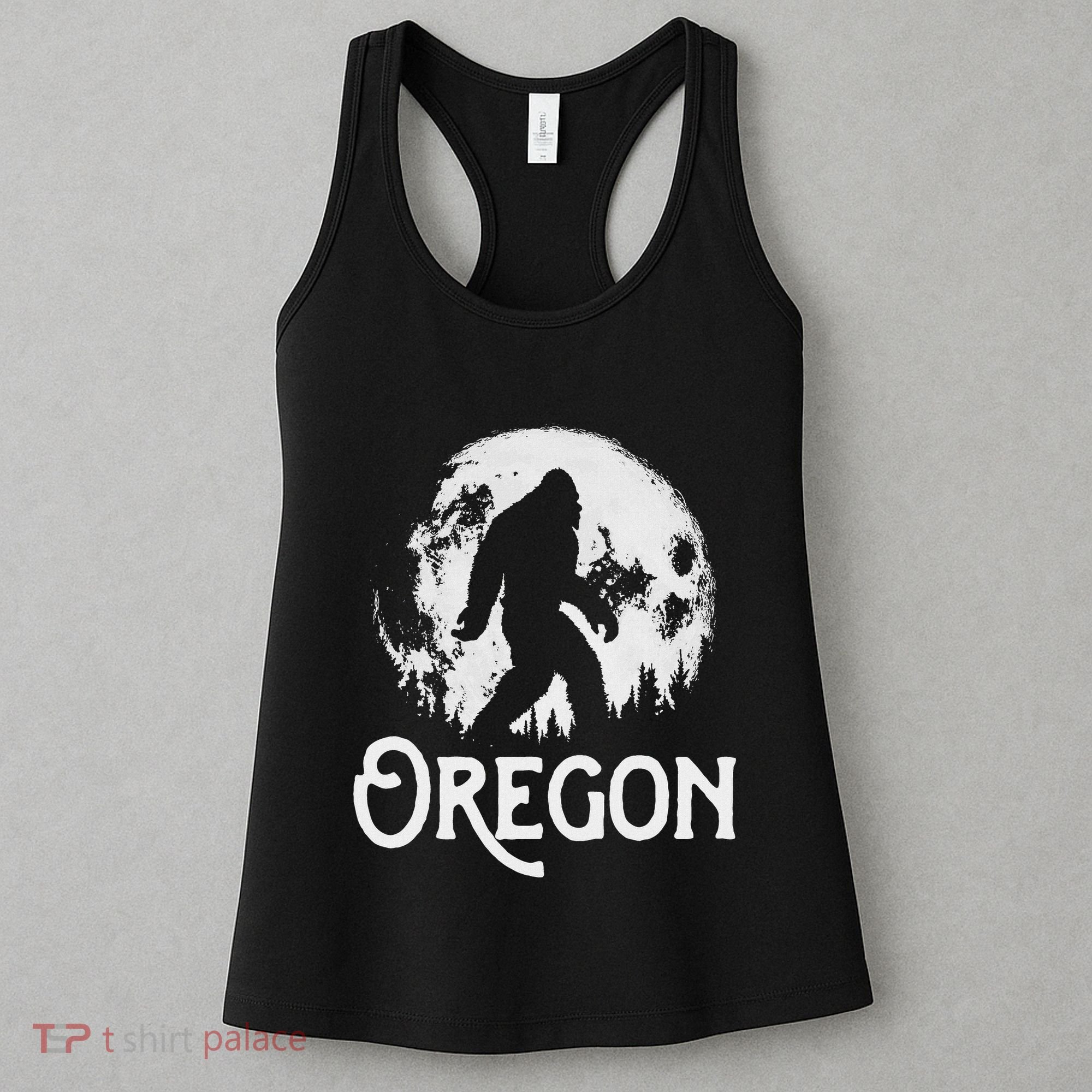 Oregon Bigfoot At Night! Cool Full Moon & Trees Sasquatch Women's Tank Top