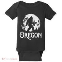 Oregon Bigfoot At Night! Cool Full Moon & Trees Sasquatch Baby Bodysuit thumb 0