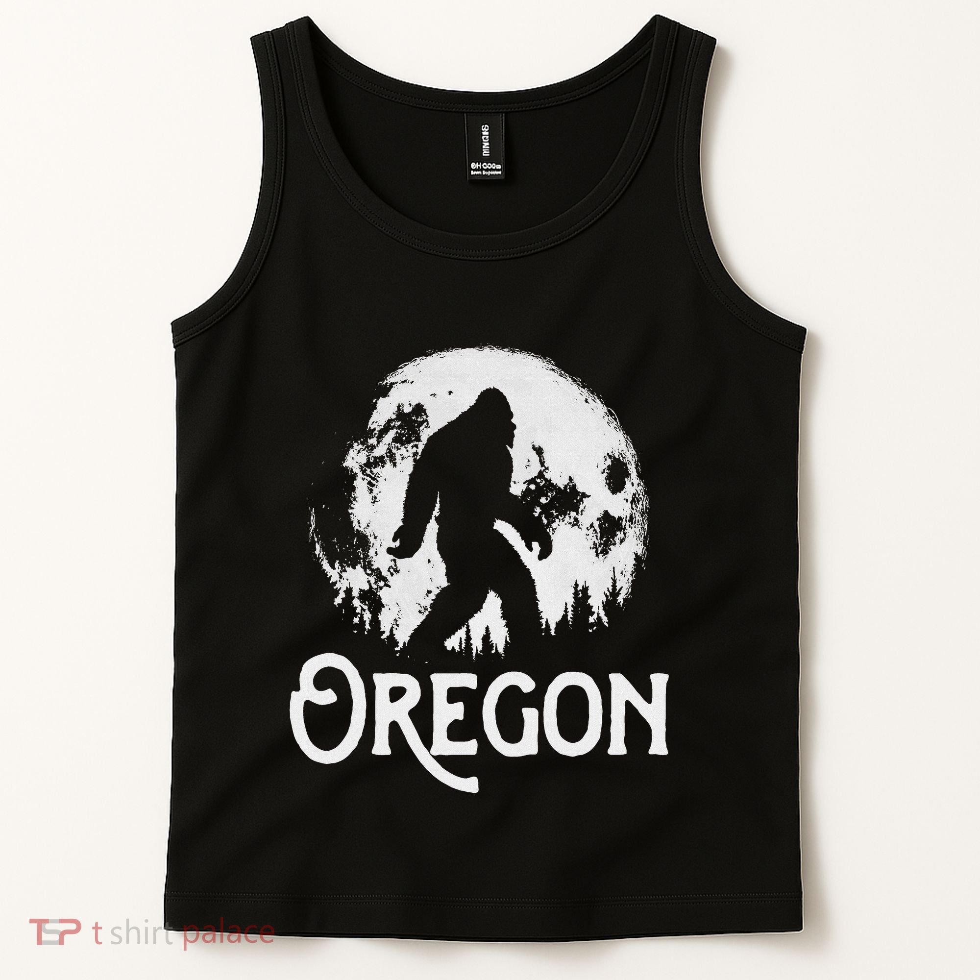Oregon Bigfoot At Night! Cool Full Moon & Trees Sasquatch Tank Top
