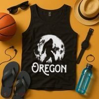 Oregon Bigfoot At Night! Cool Full Moon & Trees Sasquatch Tank Top thumb 4