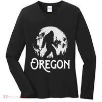 Oregon Bigfoot At Night! Cool Full Moon & Trees Sasquatch Women's Long Sleeve Shirt thumb 0