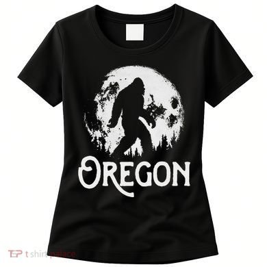 Oregon Bigfoot At Night! Cool Full Moon & Trees Sasquatch Women's T-Shirt