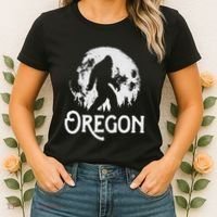 Oregon Bigfoot At Night! Cool Full Moon & Trees Sasquatch Women's T-Shirt thumb 2