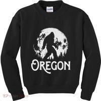 Oregon Bigfoot At Night! Cool Full Moon & Trees Sasquatch Kids Sweatshirt thumb 0
