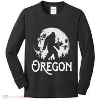 Oregon Bigfoot At Night! Cool Full Moon & Trees Sasquatch Kids Long Sleeve Shirt thumb 0