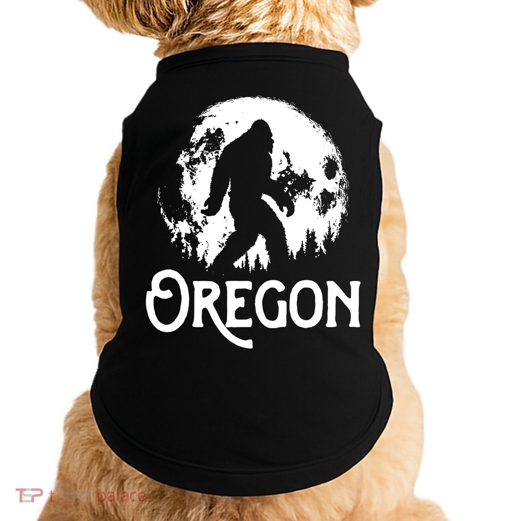 Oregon Bigfoot At Night Cool Full Moon Trees Sasquatch Doggie Tank