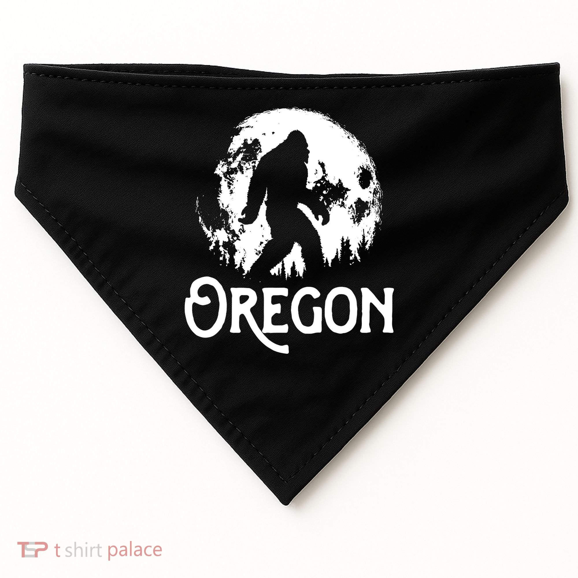 Oregon Bigfoot At Night Cool Full Moon Trees Sasquatch USA-Made Doggie Bandana