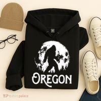 Oregon Bigfoot At Night Cool Full Moon Trees Sasquatch Hoodie thumb 4