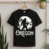 Oregon Bigfoot At Night Cool Full Moon Trees Sasquatch T-Shirt thumb 2