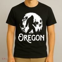 Oregon Bigfoot At Night Cool Full Moon Trees Sasquatch T-Shirt thumb 3