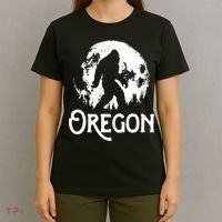 Oregon Bigfoot At Night Cool Full Moon Trees Sasquatch T-Shirt thumb 4