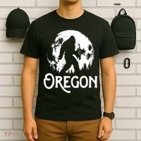Oregon Bigfoot At Night Cool Full Moon Trees Sasquatch T-Shirt thumb 6