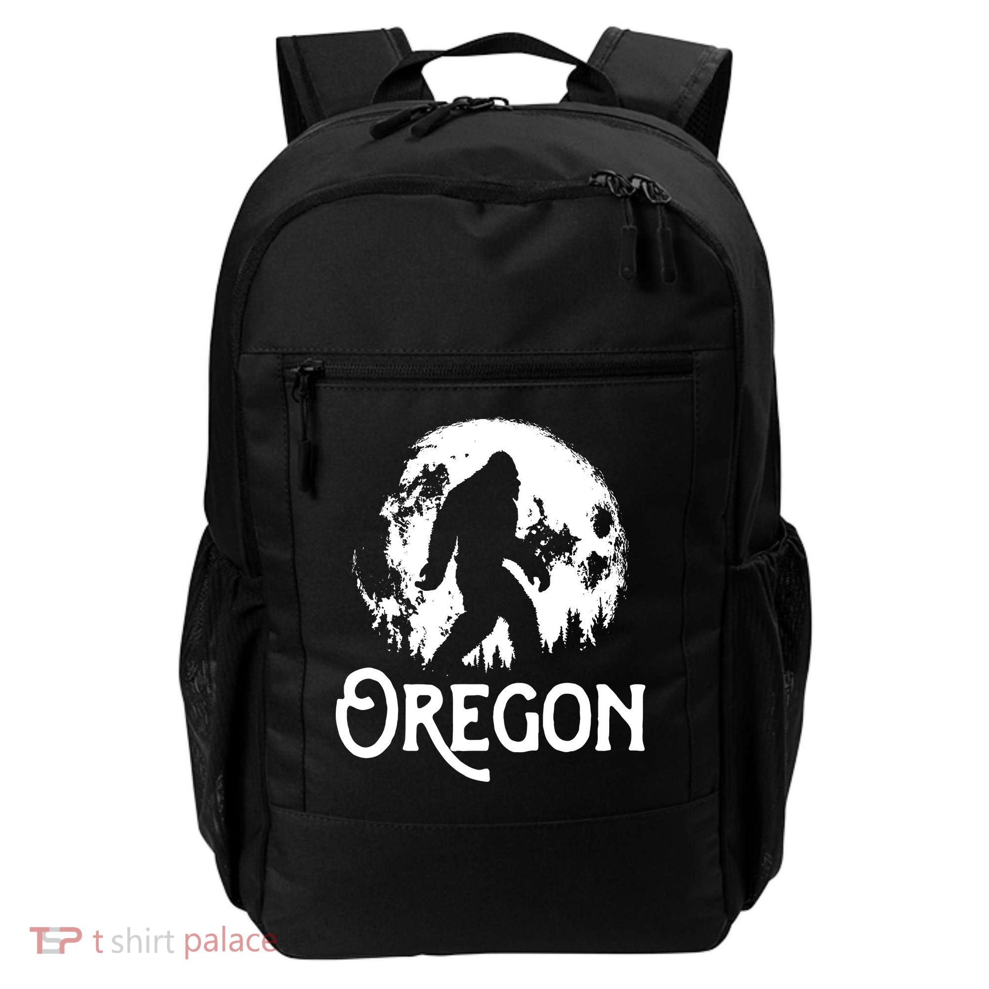 Oregon Bigfoot At Night Cool Full Moon Trees Sasquatch Backpack