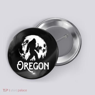 Oregon Bigfoot At Night Cool Full Moon Trees Sasquatch Button