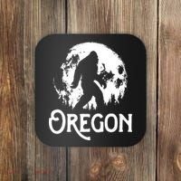 Oregon Bigfoot At Night Cool Full Moon Trees Sasquatch Coaster thumb 0