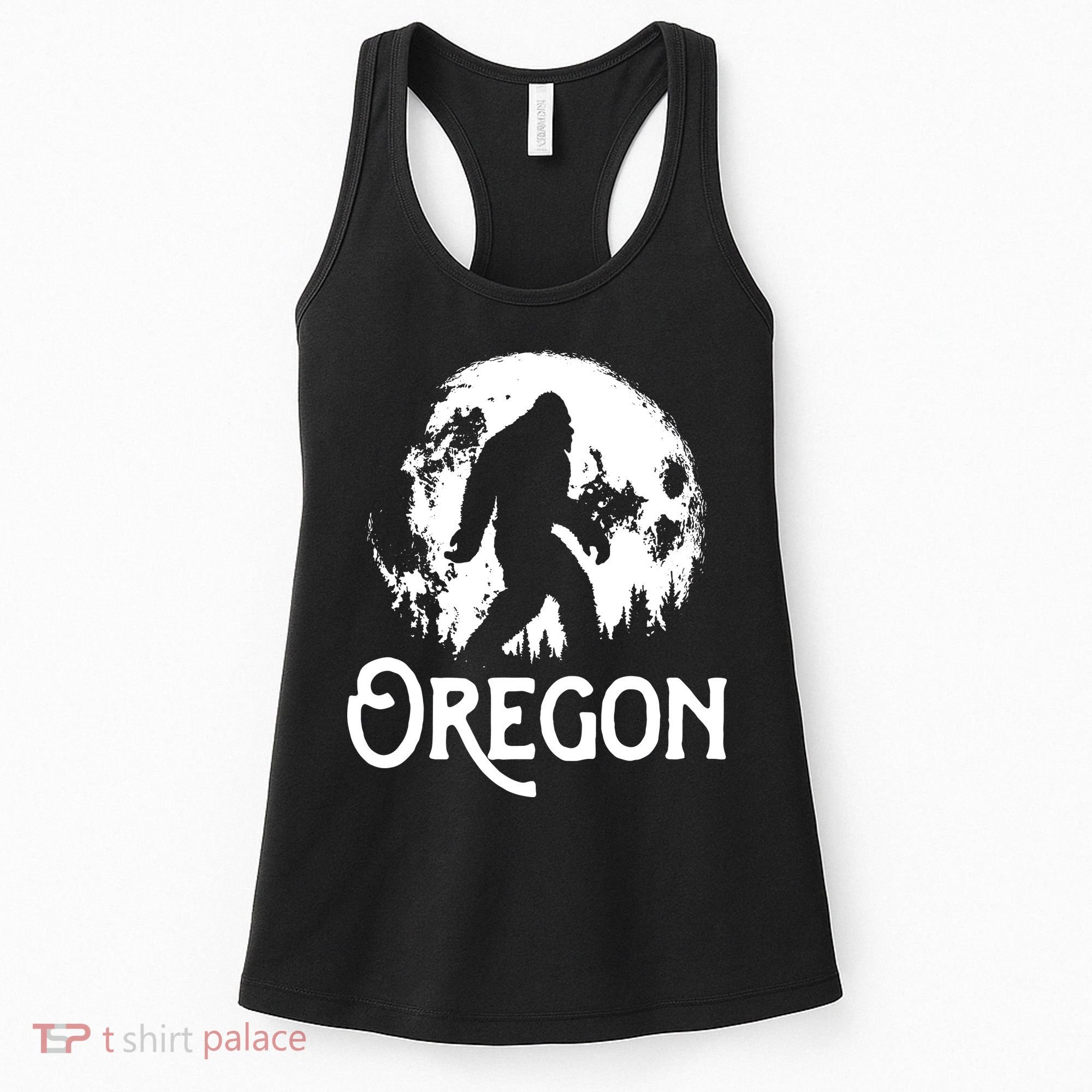 Oregon Bigfoot At Night Cool Full Moon Trees Sasquatch Women's Tank Top