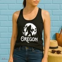 Oregon Bigfoot At Night Cool Full Moon Trees Sasquatch Women's Tank Top thumb 2