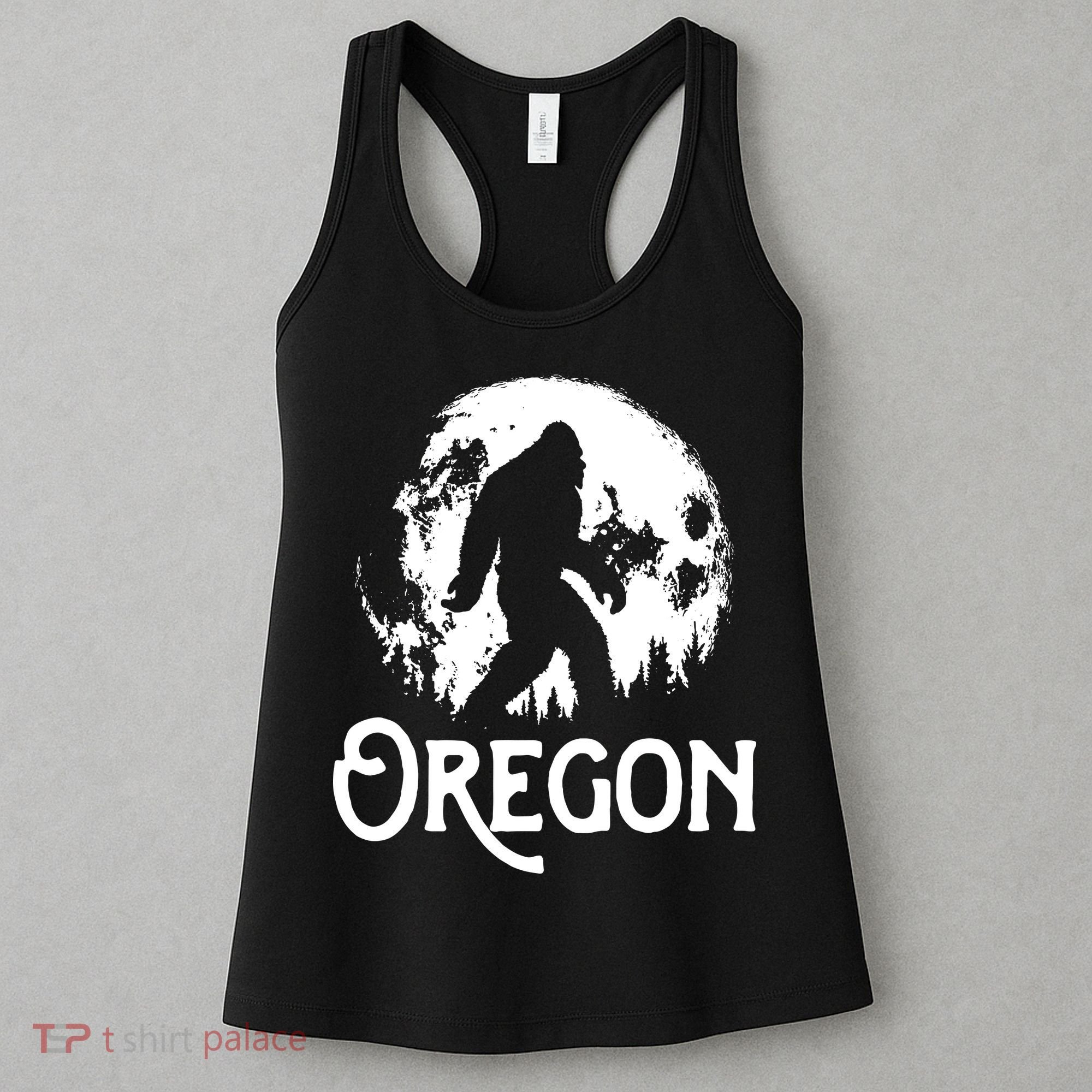 Oregon Bigfoot At Night Cool Full Moon Trees Sasquatch Women's Tank Top