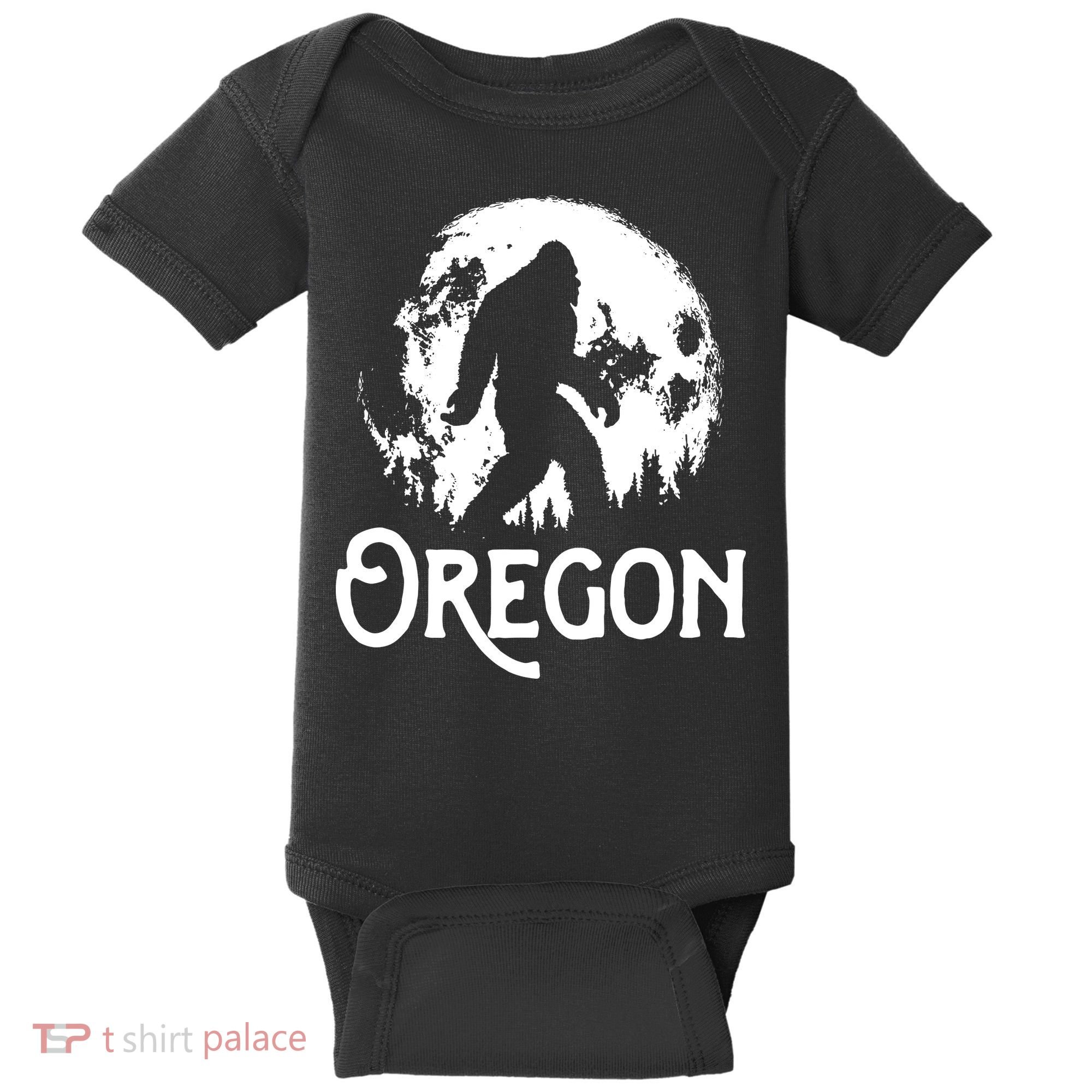 Oregon Bigfoot At Night Cool Full Moon Trees Sasquatch Baby Bodysuit