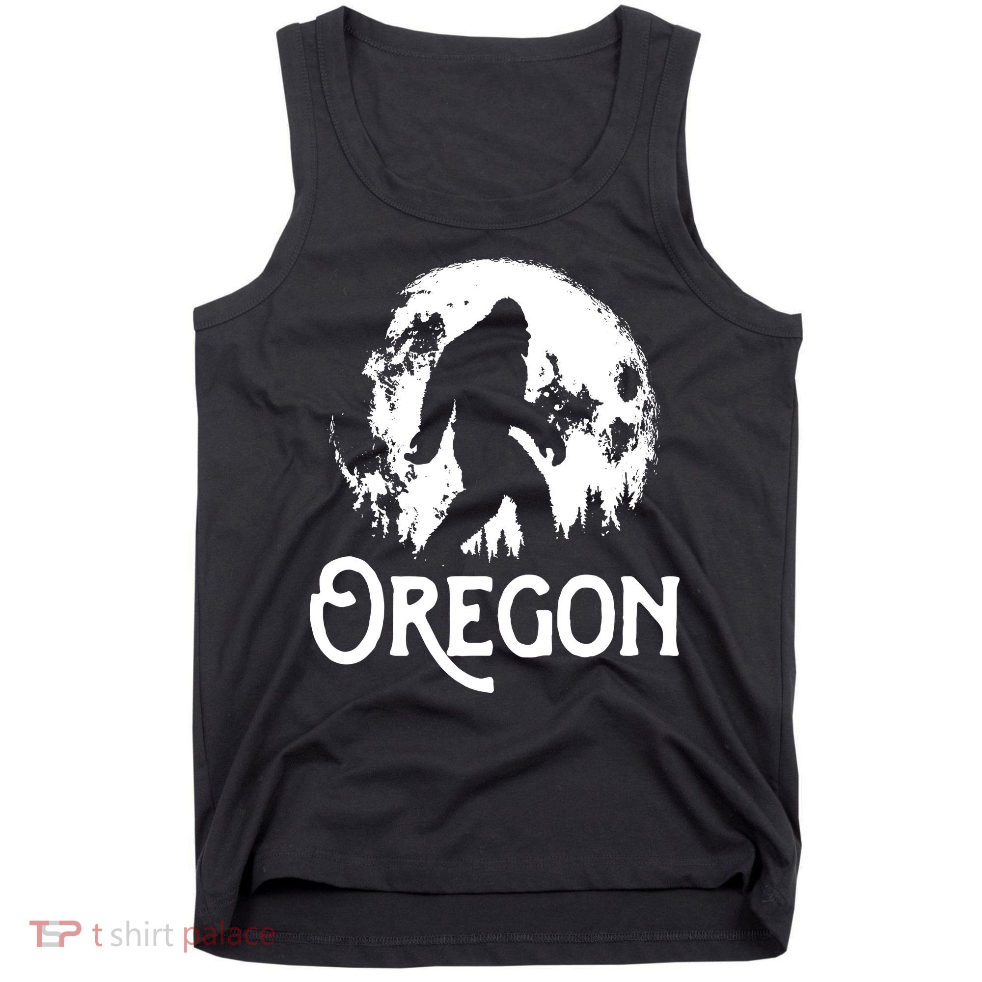 Oregon Bigfoot At Night Cool Full Moon Trees Sasquatch Tank Top