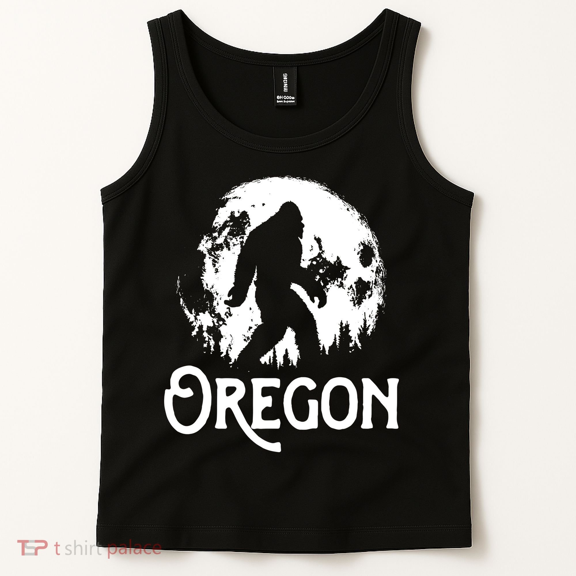Oregon Bigfoot At Night Cool Full Moon Trees Sasquatch Tank Top