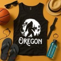 Oregon Bigfoot At Night Cool Full Moon Trees Sasquatch Tank Top thumb 4