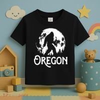 Oregon Bigfoot At Night Cool Full Moon Trees Sasquatch Toddler T-Shirt thumb 3