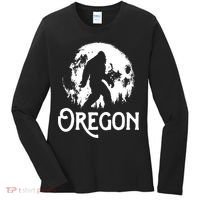 Oregon Bigfoot At Night Cool Full Moon Trees Sasquatch Women's Long Sleeve Shirt thumb 0