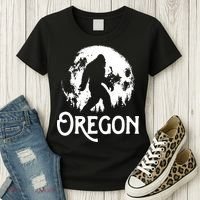 Oregon Bigfoot At Night Cool Full Moon Trees Sasquatch Women's T-Shirt thumb 3