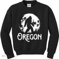 Oregon Bigfoot At Night Cool Full Moon Trees Sasquatch Kids Sweatshirt thumb 0