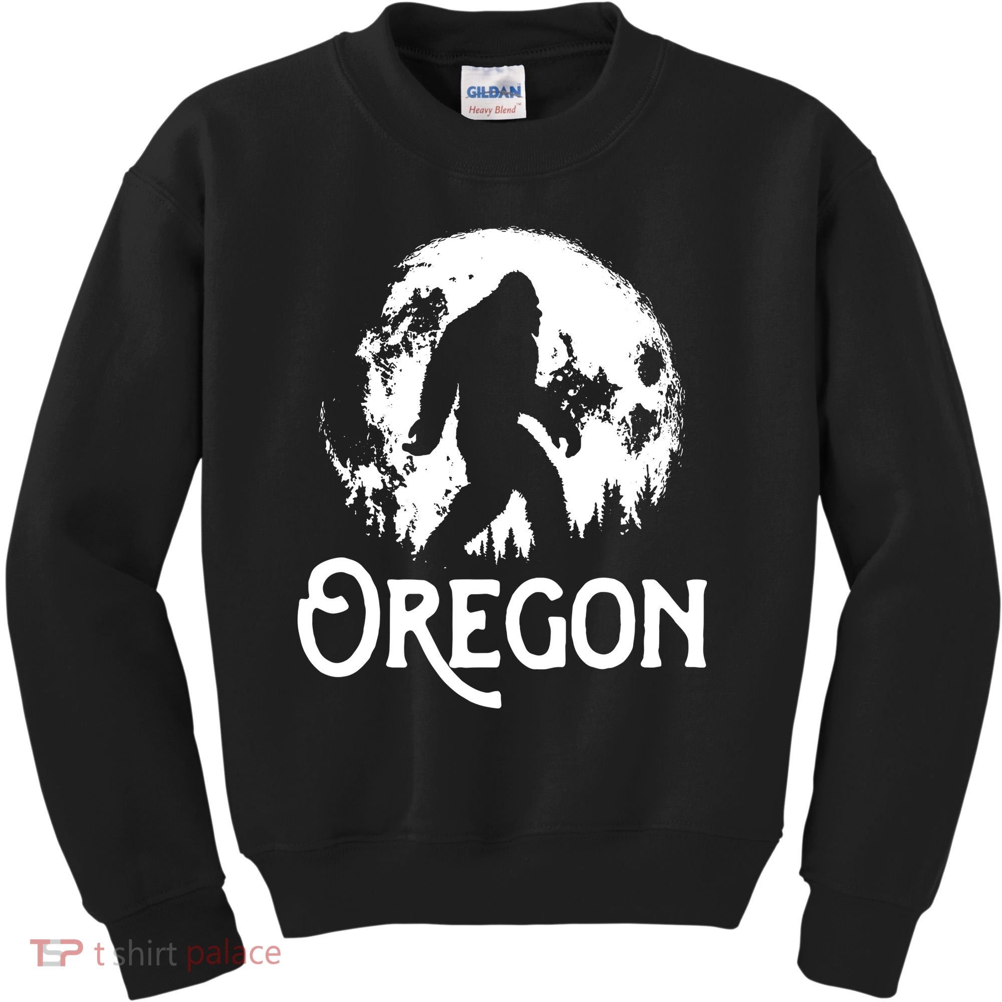 Oregon Bigfoot At Night Cool Full Moon Trees Sasquatch Kids Sweatshirt