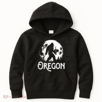 Oregon Bigfoot At Night Cool Full Moon Trees Sasquatch Kids Hoodie thumb 0