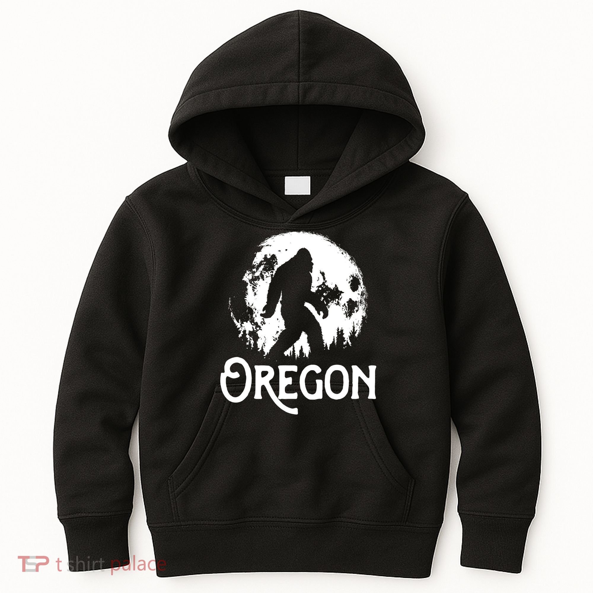 Oregon Bigfoot At Night Cool Full Moon Trees Sasquatch Kids Hoodie