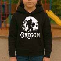Oregon Bigfoot At Night Cool Full Moon Trees Sasquatch Kids Hoodie thumb 3
