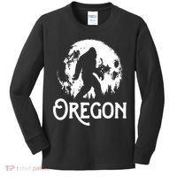 Oregon Bigfoot At Night Cool Full Moon Trees Sasquatch Kids Long Sleeve Shirt thumb 0
