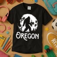 Oregon Bigfoot At Night Cool Full Moon Trees Sasquatch Kids T-Shirt thumb 3