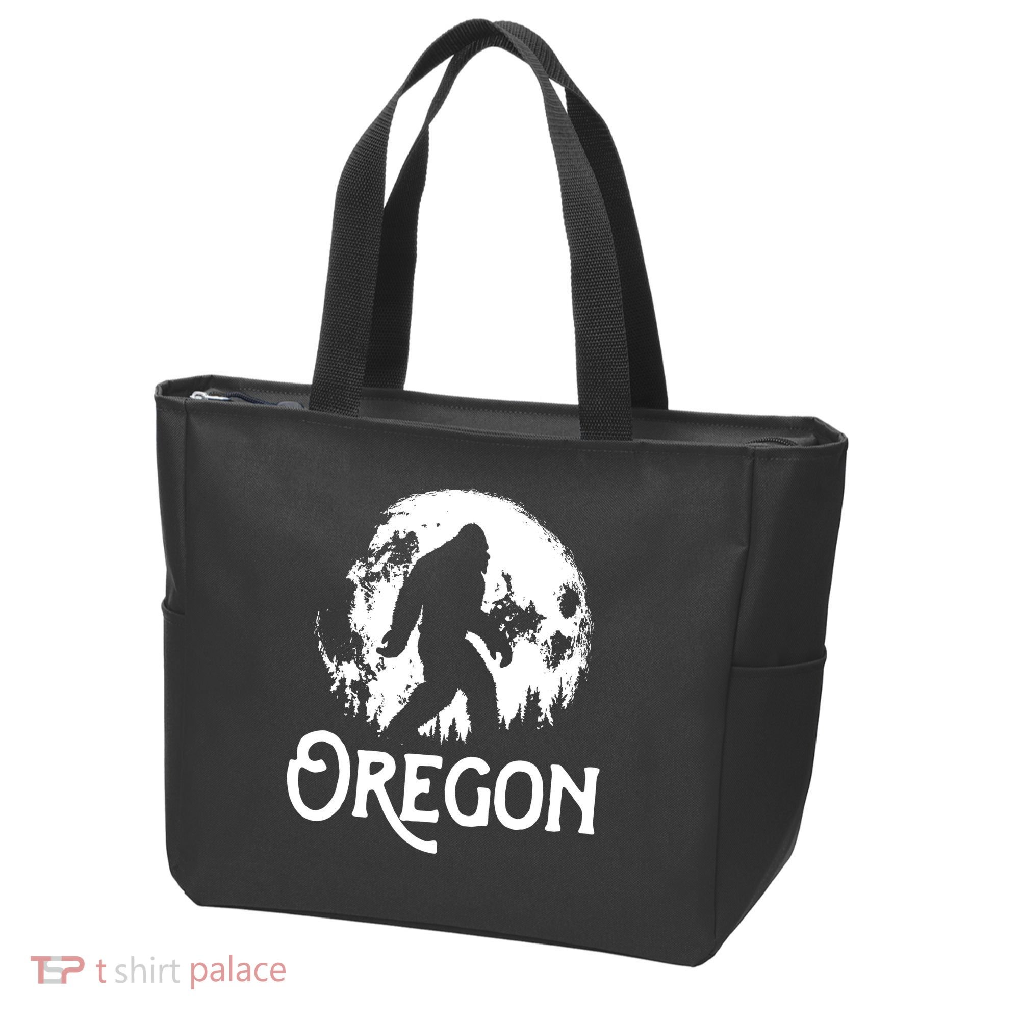 Oregon Bigfoot At Night Cool Full Moon Trees Sasquatch Tote Bag