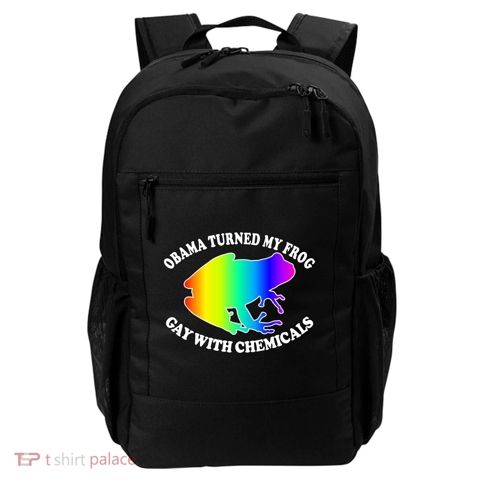 Obama Turned My Frog Gay With Chemicals Rainbow Backpack