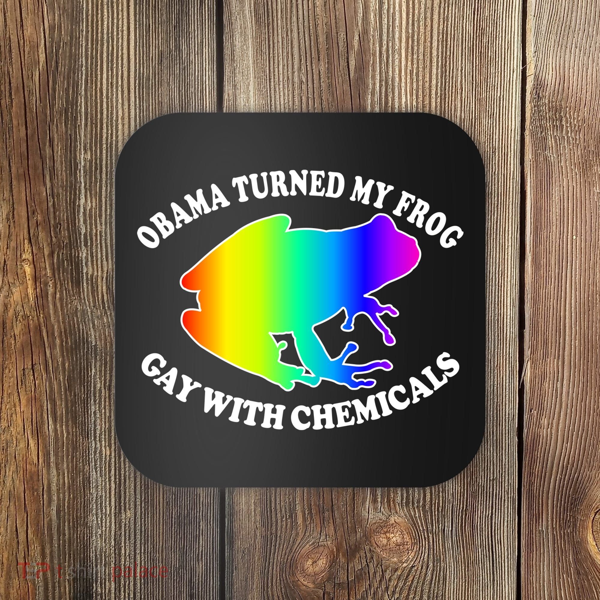 Obama Turned My Frog Gay With Chemicals Rainbow Coaster