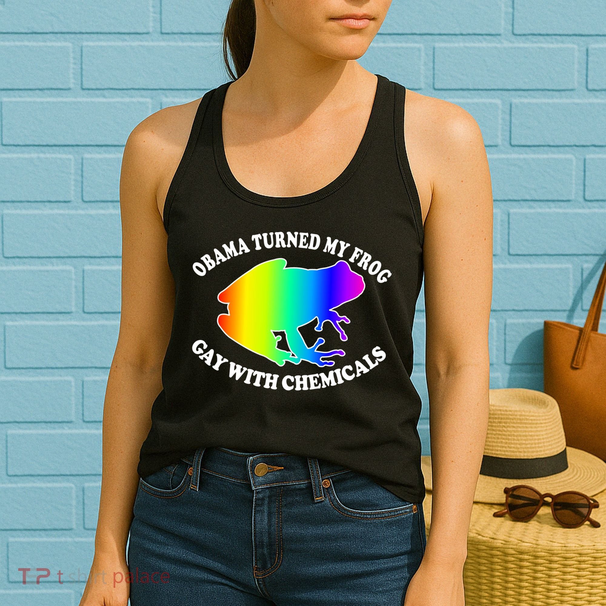 Obama Turned My Frog Gay With Chemicals Rainbow Women's Tank Top