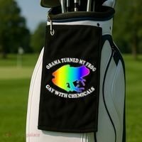 Obama Turned My Frog Gay With Chemicals Rainbow Golf Towel thumb 2