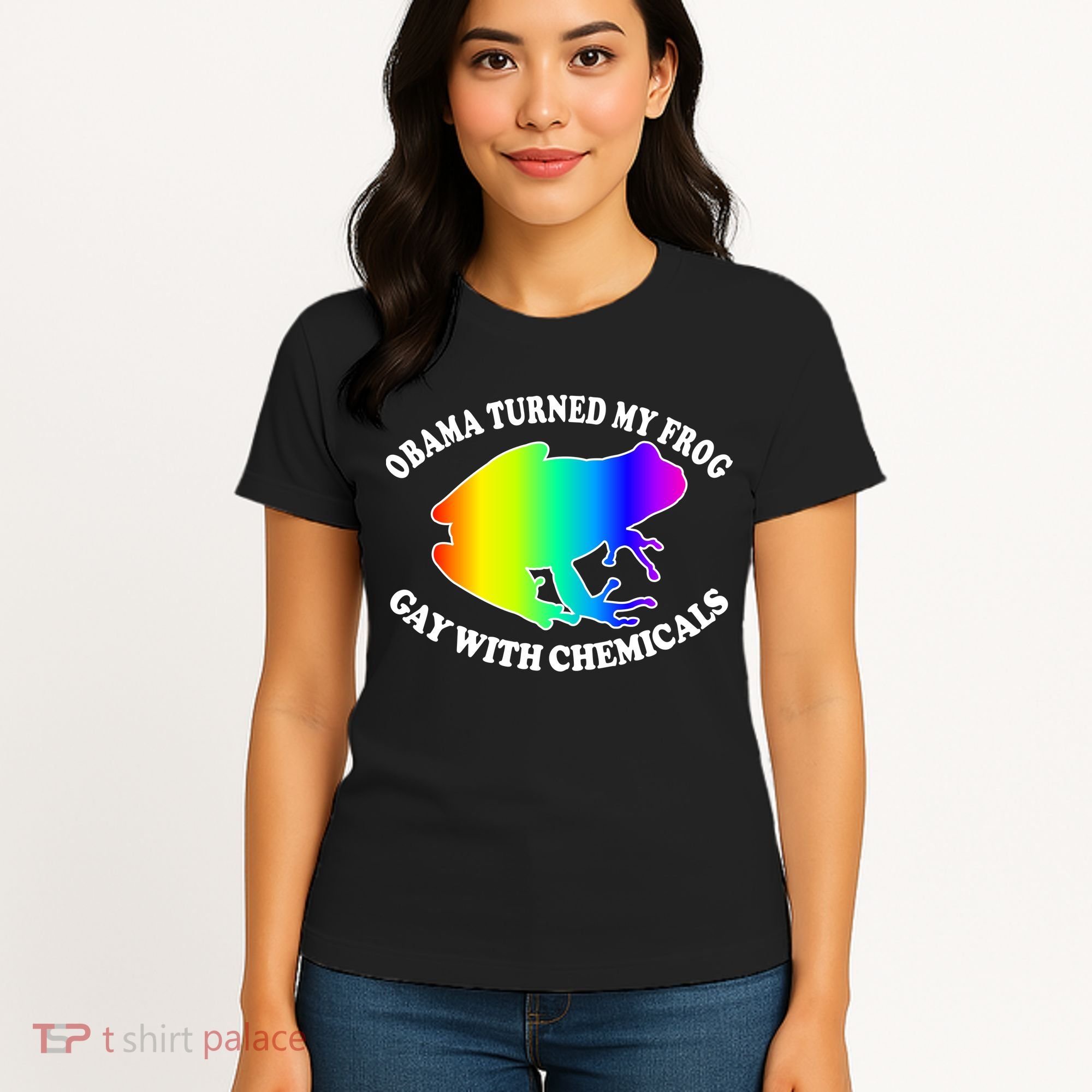 Obama Turned My Frog Gay With Chemicals Rainbow Women's T-Shirt