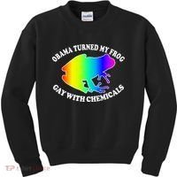 Obama Turned My Frog Gay With Chemicals Rainbow Kids Sweatshirt thumb 0