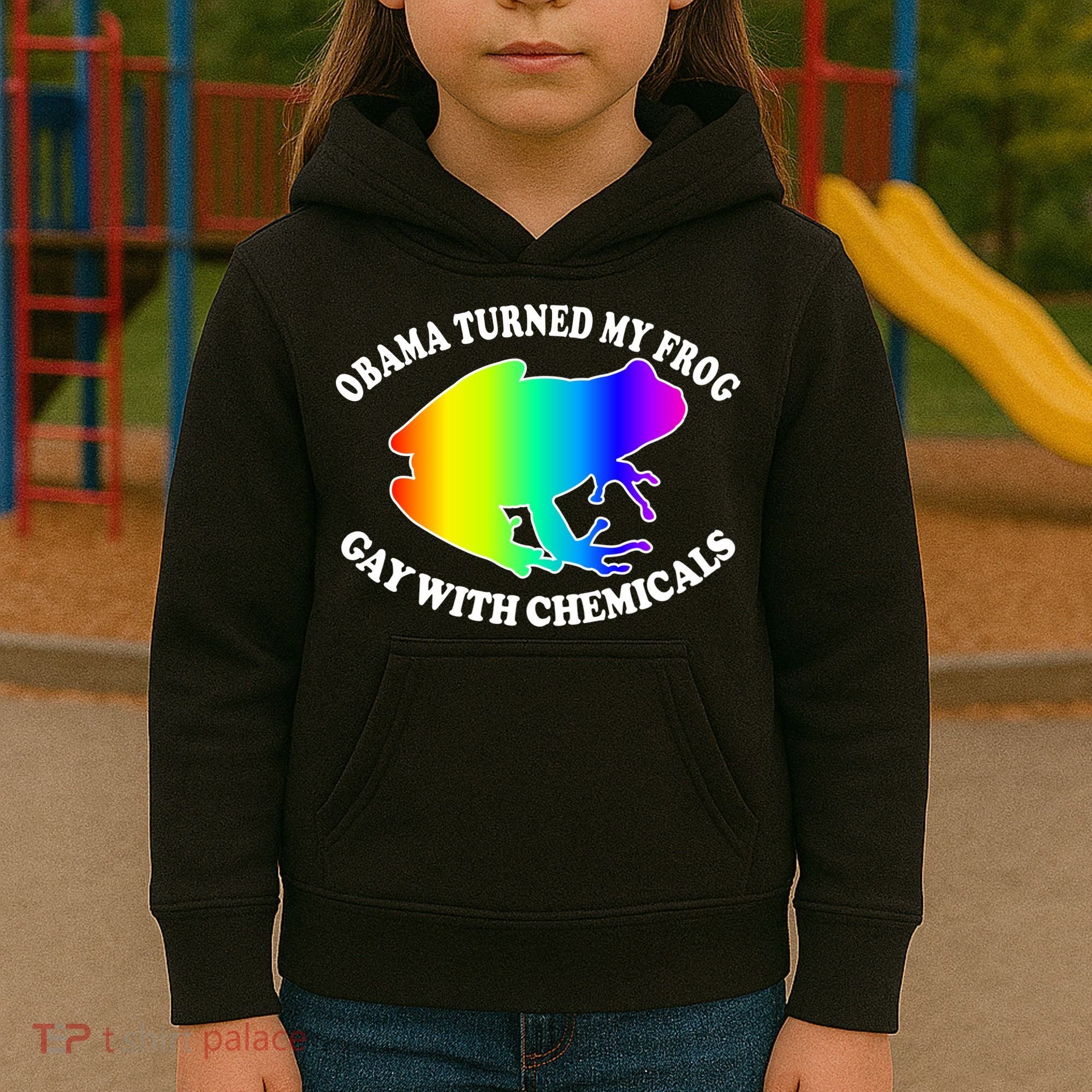 Obama Turned My Frog Gay With Chemicals Rainbow Kids Hoodie