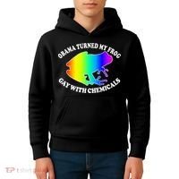 Obama Turned My Frog Gay With Chemicals Rainbow Kids Hoodie thumb 4