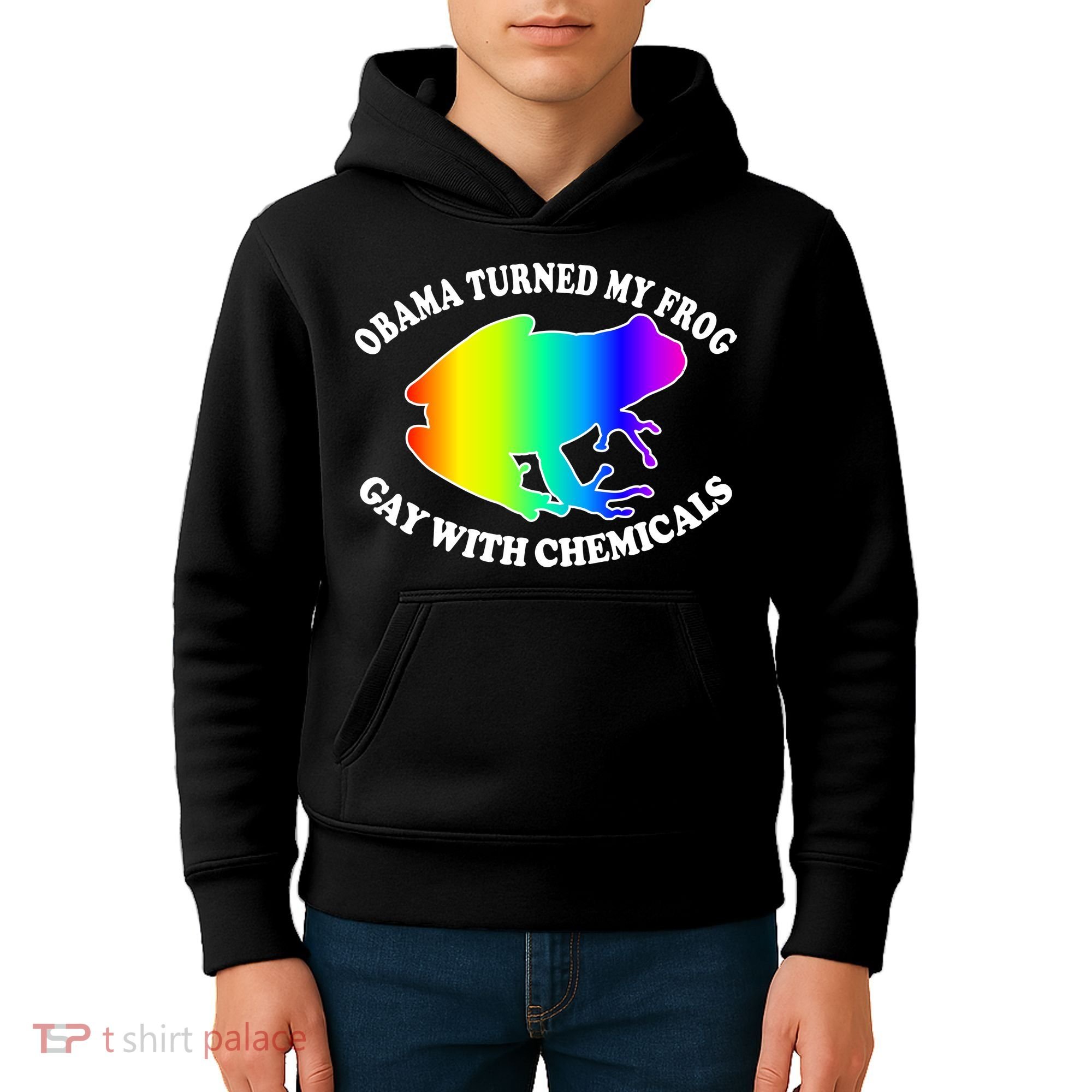 Obama Turned My Frog Gay With Chemicals Rainbow Kids Hoodie