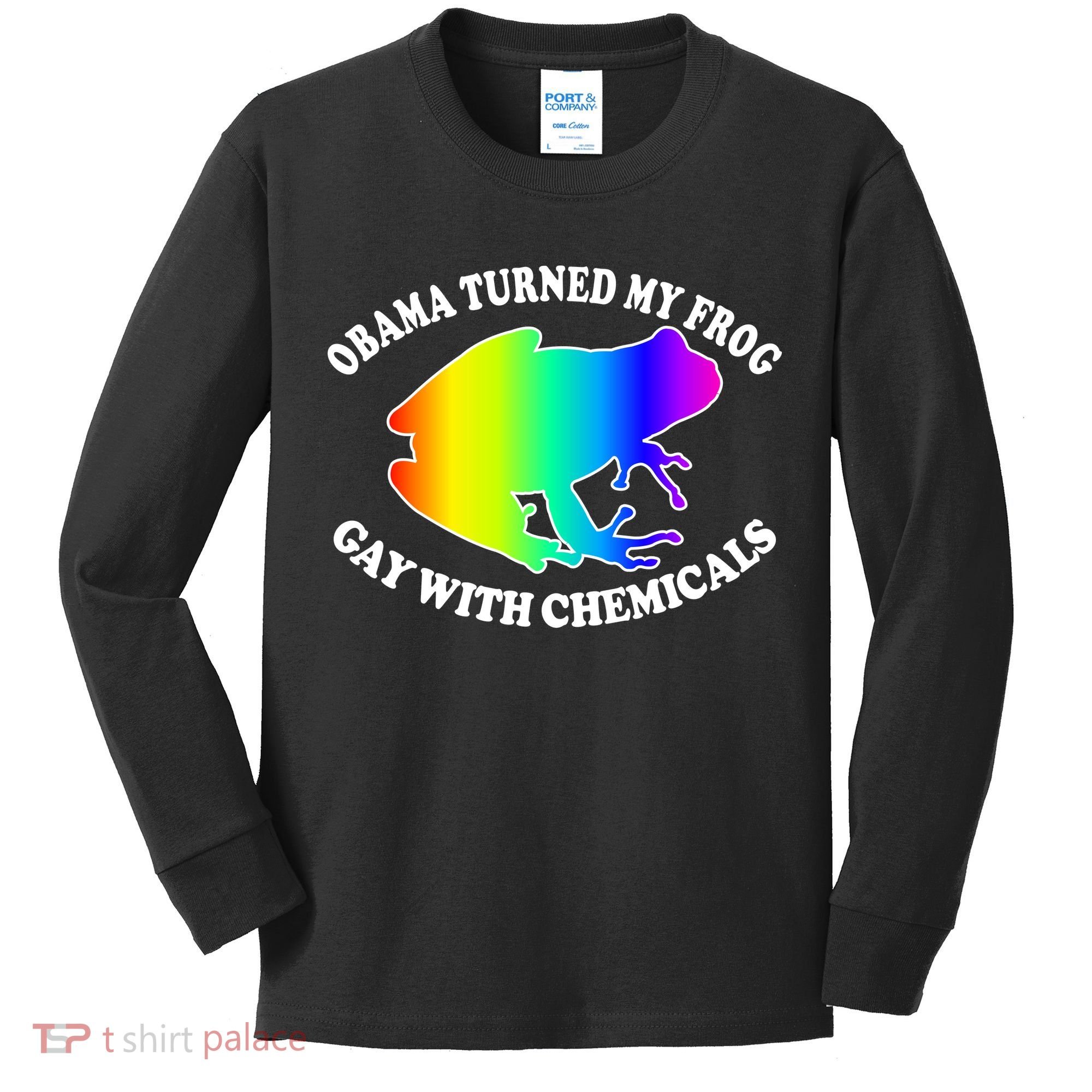 Obama Turned My Frog Gay With Chemicals Rainbow Kids Long Sleeve Shirt