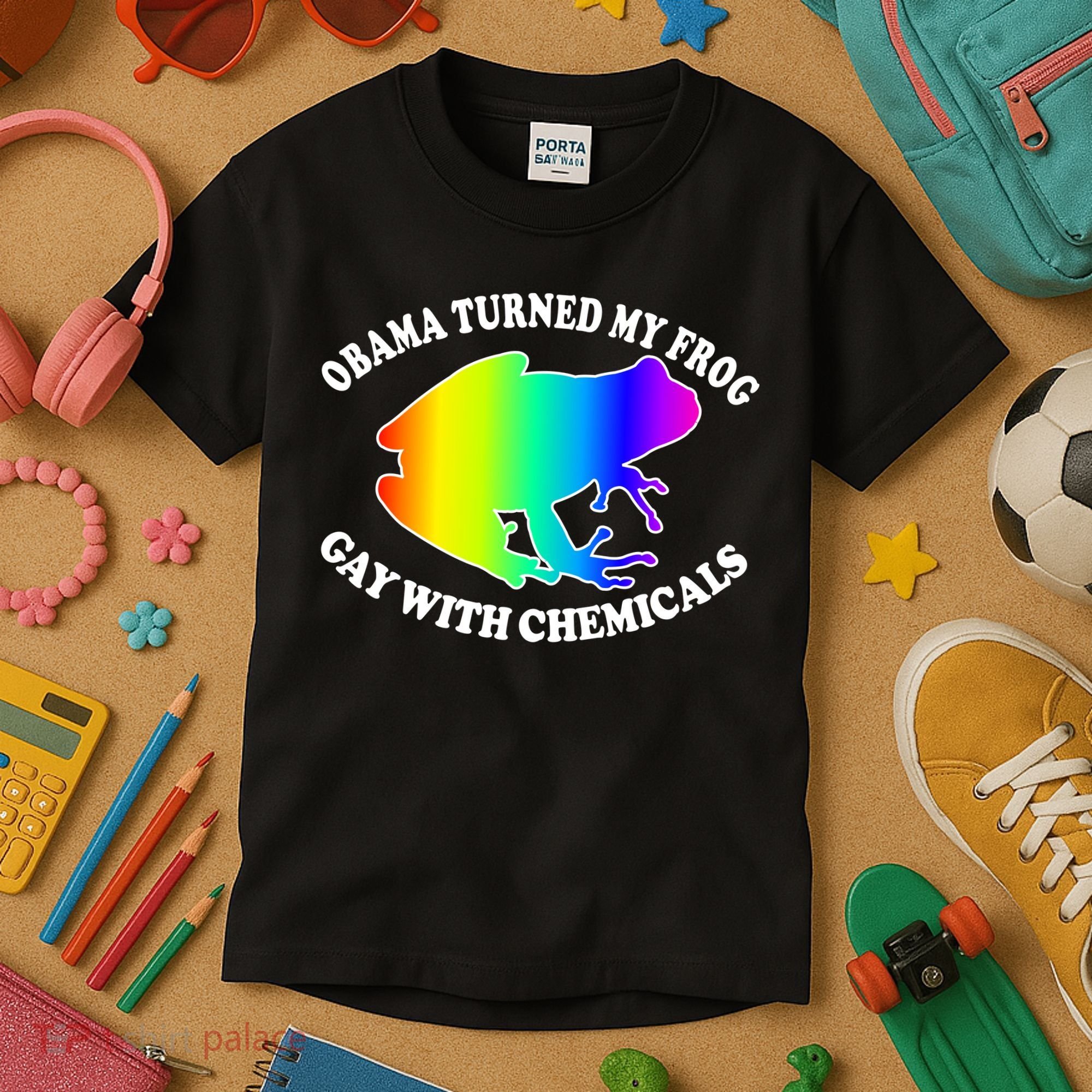 Obama Turned My Frog Gay With Chemicals Rainbow Kids T-Shirt