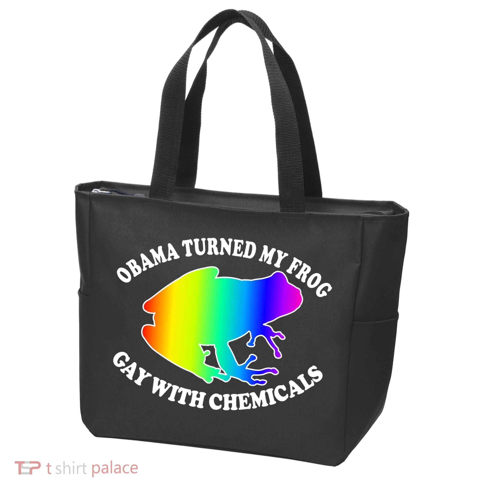 Obama Turned My Frog Gay With Chemicals Rainbow Tote Bag