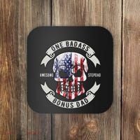 One Badass Bonus Stepdad Birthday Step Dad Fathers Day Funny Coaster thumb 0
